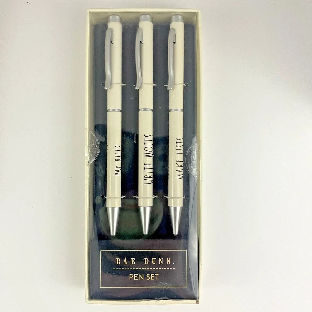 Rae Dunn Notepad and Pen Set with Wooden Desk‎ Organizer
